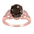 thumbnail image 1 of Mauli Jewels Rings for Women 2.42 Carat Oval Smokey Quartz and Diamond Ring 4-Prong 10K Rose Gold, 1 of 6