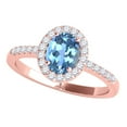 thumbnail image 1 of Mauli Jewels Rings for Women 2.45 Carat Diamond and Oval Shaped Blue Topaz Ring 4-prong 10K Rose Gold, 1 of 6