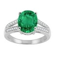 thumbnail image 1 of Mauli Jewels Rings for Women 2.52 Carat Oval Lab Created Emerald and Diamond Ring 4-Prong 10K White Gold, 1 of 6