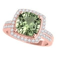 thumbnail image 1 of Mauli Jewels Rings for Women 2.60 Carat Diamond And Cushion Cut Green Amethyst Ring 4 Prong 14K Rose Gold, 1 of 6