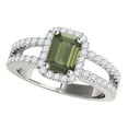 thumbnail image 1 of Mauli Jewels Rings for Women 2.77 Carat Diamond and Emerald Shaped Green Amethyst Ring prong 10K White Gold, 1 of 6