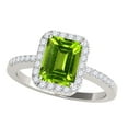 thumbnail image 1 of Mauli Jewels Rings for Women 3.15 Carat Diamond and Emerald Shaped Peridot Ring 4-prong 10K White Gold, 1 of 6