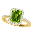 thumbnail image 1 of Mauli Jewels Rings for Women 3.20 Carat Diamond and Emerald Shaped Peridot Ring Prong 10K Yellow Gold, 1 of 6