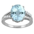 thumbnail image 1 of Mauli Jewels Rings for Women 3.3 Carat Oval Shaped Aquamarine and Diamond Ring 4-Prong 10K White Gold, 1 of 6