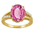 thumbnail image 1 of Mauli Jewels Rings for Women 3.3 Carat Oval Shaped Pink Topaz and Diamond Ring 4-Prong 10K Yellow Gold, 1 of 6