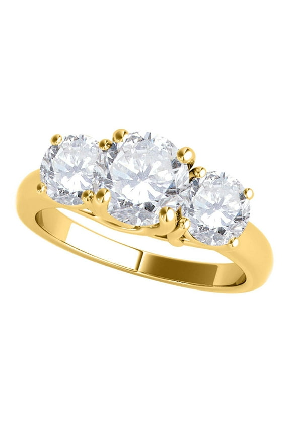 Women 1/2 Carat Three-Stone Diamond Engagement Rings, 4-Prong, 14k Solid White Yellow