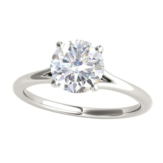 Mauli Jewels Women's 1.5 Carat Round Moissanite Diamond Engagement Ring in 14K Gold, 4-Prong Setting