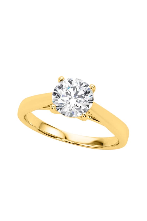 Women's 1.5 Carat Round Moissanite Diamond Engagement Ring in 14K Gold, 4-Prong Setting