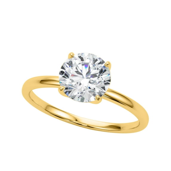 Mauli Jewels Women's 1.5 Carat Round Moissanite Diamond Engagement Ring in 18K Gold, 4-Prong Setting