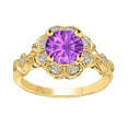 thumbnail image 1 of Mauli Jewels Women's 1 Carat Amethyst and Halo Diamond Engagement Ring in 10K Yellow Gold, 1 of 2