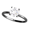 thumbnail image 1 of Mauli Jewels Women's 1 Carat Round Moissanite Diamond Black Rhodium Engagement Ring in 14K Gold, 4-Prong Setting, 1 of 6