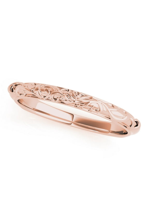 Womens's Hand-Engraved Engagement Wedding Band in 10k Yellow/Rose/White Solid Gold