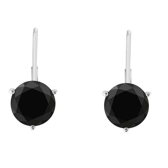 MauliJewels 0.40 Carat 3-Prong Round Black Diamond Martini Leverback Earrings 14K Rose White Yellow Gold