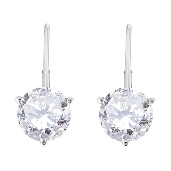 MauliJewels 0.70 CTW Round Lab Grown White Diamond 3-Prong Martini Leverback Earrings for Women in 14K Rose, White & Yellow Gold