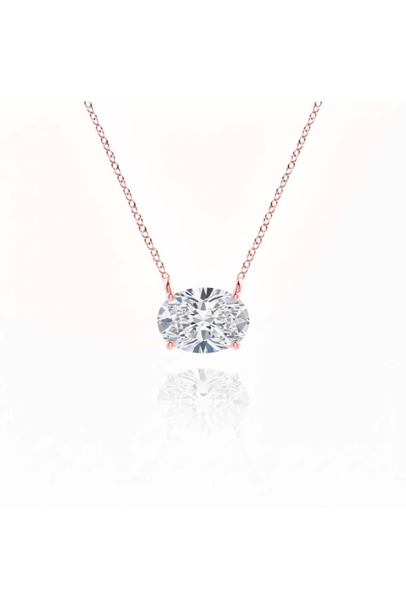 Aone Jewelry 14K Gold 0.50 Ct Lab Grown Diamond Oval Pendant Necklace (EF-VS1, 6x4mm) with Gold Cable Chain, Elegant Solitaire Design for Women