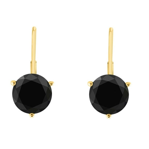 MauliJewels 2.50 Carat 3-Prong Round Black Diamond Martini Leverback Earrings 14K Rose White Yellow Gold