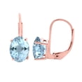 thumbnail image 1 of MauliJewels Earrings for Women 1.5 Carat 7x5MM Oval Aquamarine Leverback Earrings Carat 14K Rose Gold 4-prong, 1 of 5