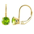 thumbnail image 1 of MauliJewels Earrings for Women 1.6 Carat 6MM Round Peridot Leverback Earrings Carat 14K Yellow Gold 4-prong, 1 of 5