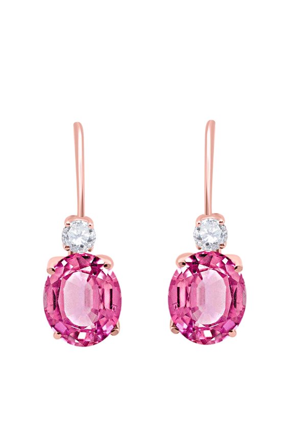 MauliJewels Earrings for Women 2.7 Carat 8x6 Oval Shape Gemstone And Diamond Leverback Earrings Carat 14K Rose Gold 4 Prong-Setting