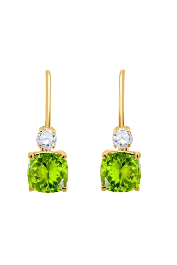 MauliJewels Earrings for Women 2.7 Carat. Cushion Cut Gemstone And Diamond Leverback Earrings Carat 14K Yellow Gold 4 Prong-Setting