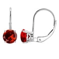 thumbnail image 1 of MauliJewels Earrings for Women 3.5 Carat 8MM Round Garnet Leverback Earrings Carat 14K White Gold 4-prong, 1 of 5