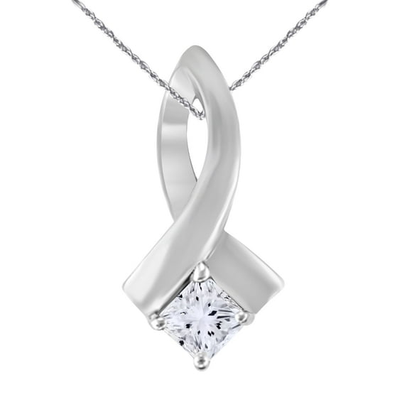 MauliJewels 0.25 Carat Swirl Princess Cut Lab Grown Diamond Pendant Necklace for Women in 14K Rose, White & Yellow Gold with 18-Inch Silver Chain