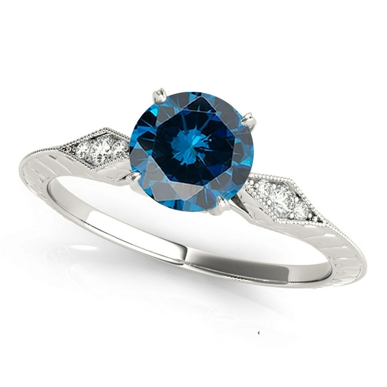 MauliJewels Engagement Rings for Women 3/4 Carat Blue Diamond