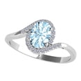 thumbnail image 1 of MauliJewels Engagement Rings for Women 1.00 Carat Aquamarine & Round White Diamond Gemstone Ring Prong-Setting 14K White Solid Gold, 1 of 4