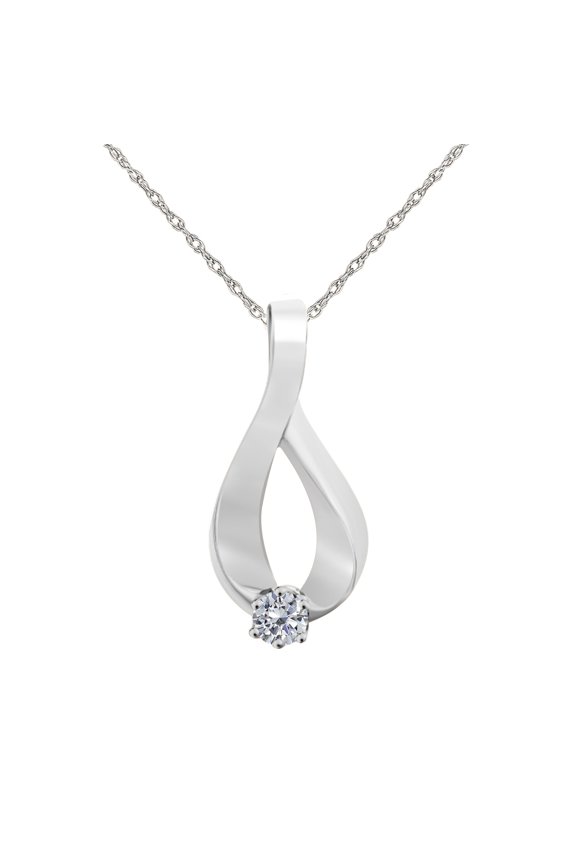 Maulijewels Radiant Reverie: Captivating 0.25 Carat Diamond Loops For Women Pendant in 10K White Gold