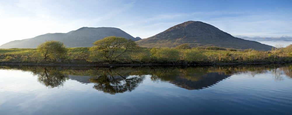 Maumturks Co Galway Ireland Mountains Reflected In Water Canvas Art - Gareth McCormack Design Pics (44 x 18)
