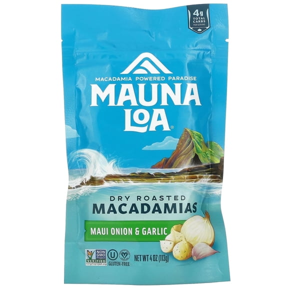 Mauna Loa, Dry Roasted Macadamias, Maui Onion & Garlic, 4 oz (113 g) Pack of 3