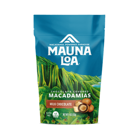 Mauna Loa Milk Chocolate Covered Macadamias- 4oz, Gluten Free,-May Contain Traces of Peanuts & Milk