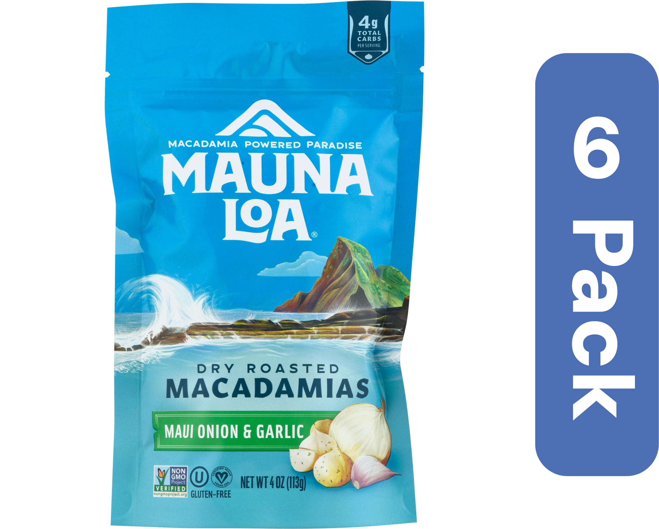 Mauna Loa Onion Garlic Macadamia Nuts 4 oz (Pack Of 6)