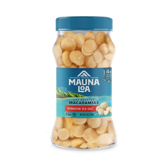 Mauna Loa Sea Salt GGA1 Roasted Macadamia Nuts, 6 oz Jar, Premium Hawaiian Nuts, Keto Friendly, Gluten Free, Healthy Snack