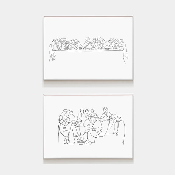 Maundy Thursday Wall Art Last Supper Washing Of The Feet Christian Holy Week Decor Set 2 Stretched Canvas 12x18