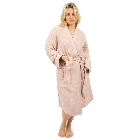 Maura Bathrobe Women's and Men's Unisex Cloudy Cotton, Lightweight, Luxurious Long Kimono Spa Robe Breathable Loungewear.
