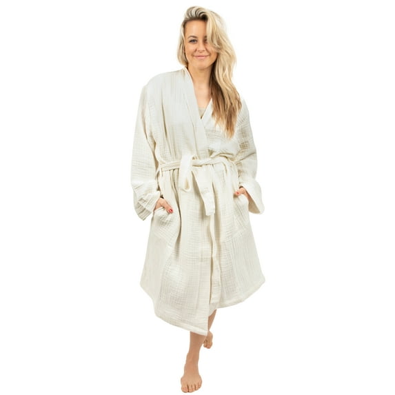 Maura Bathrobe Women's and Men's Unisex Cloudy Cotton, Lightweight, Luxurious Long Kimono Spa Robe Breathable Loungewear.