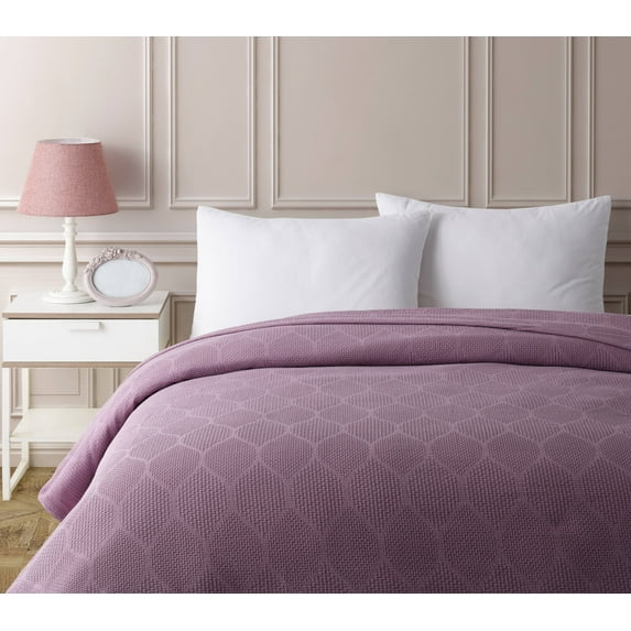 Maura Lightweight Blankets 100% Premium Cotton Decorative Thermal Blanket, Sateen Jacquard Design - Breathable, Cozy Blanket Perfect for Layering any Bed. King Large Size 108" x 90"