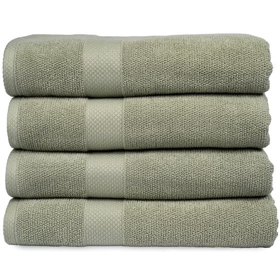 Maura Premium Bath Towels 100% Cotton 27x54 Ultra Absorbent Quick Dry 4 Pack Soft Terry Bath Towels Set for Bathroom, Hotel and Spa Quality, Sage Green
