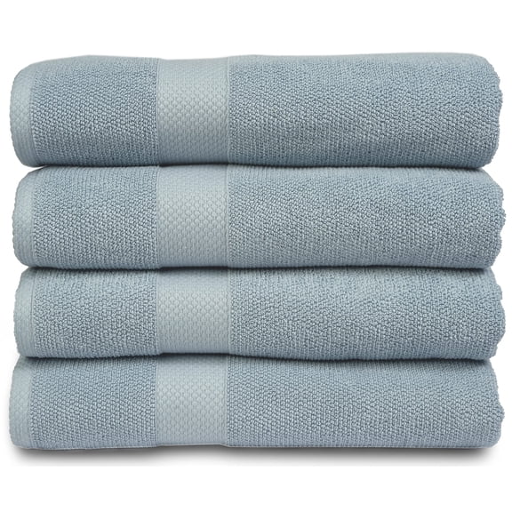 Maura Premium Bath Towels 100% Cotton 27x54 Ultra Absorbent Quick Dry 4 Pack Soft Terry Bath Towels Set for Bathroom, Hotel and Spa Quality, Serenity Blue