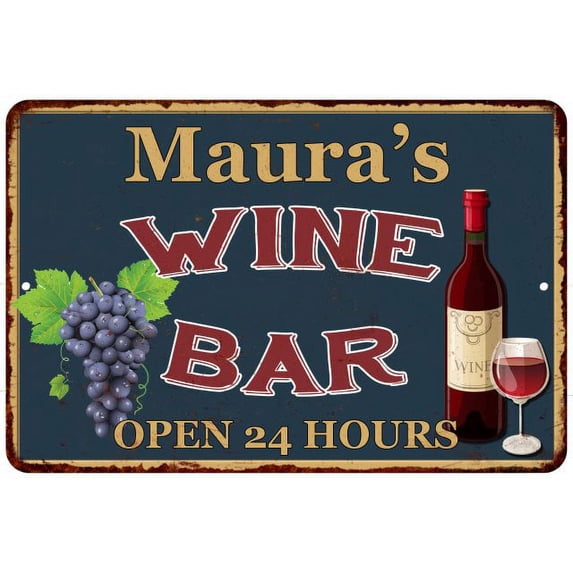 Maura's Green Wine Bar Sign Wall Decor 16 x 24 Matte Finish Metal 116240043395