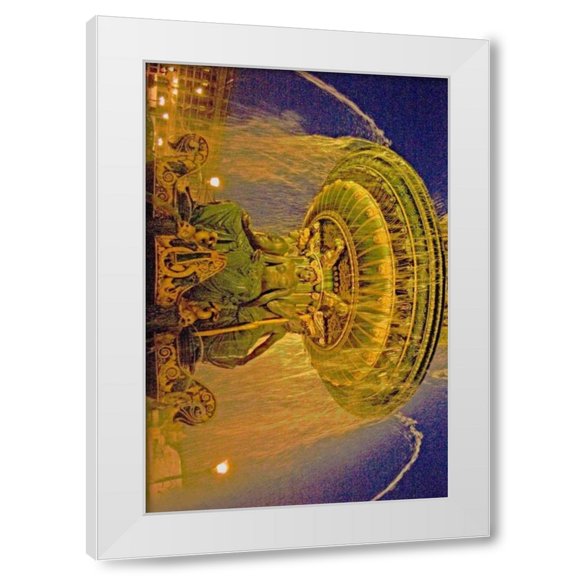 Maureen Love 11x14 White Modern Wood Framed Wall Art Titled - Golden Fountain I