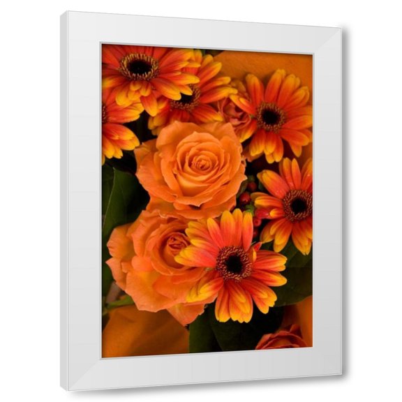 Maureen Love 11x14 White Modern Wood Framed Wall Art Titled - Summer Bouquet III