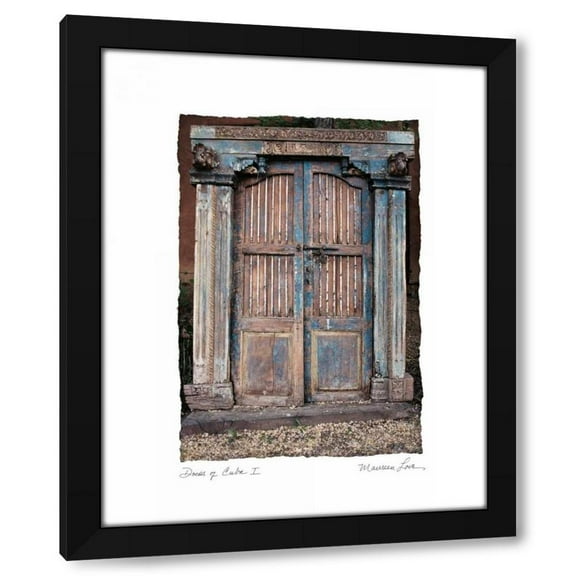 Maureen Love 12x14 Black Modern Wood Framed Wall Art Titled - Doors of Cuba I
