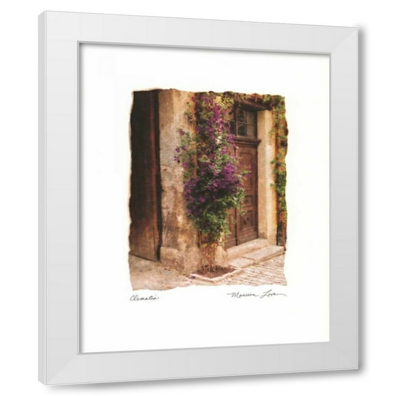 Maureen Love 12x14 White Modern Wood Framed Wall Art Titled - Clematis