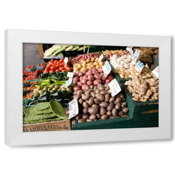 Maureen Love 14x11 White Modern Wood Framed Wall Art Titled - Produce Stand II