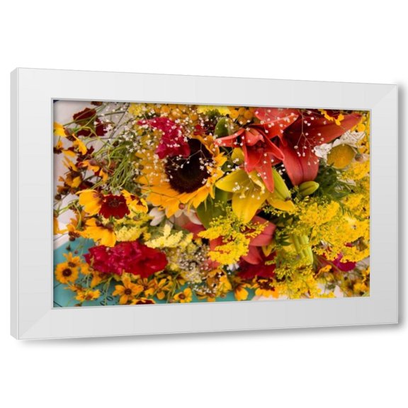Maureen Love 14x11 White Modern Wood Framed Wall Art Titled - Summer Bouquet II