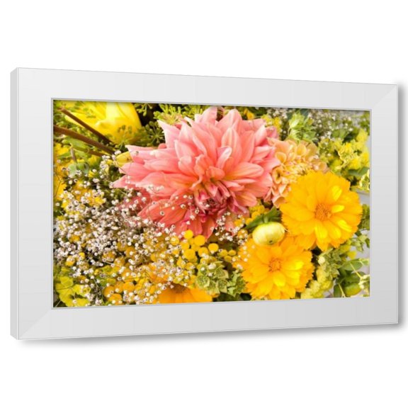 Maureen Love 14x11 White Modern Wood Framed Wall Art Titled - Summer Bouquet I