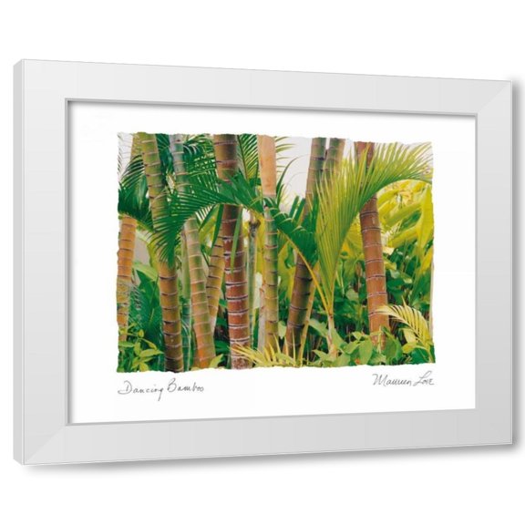 Maureen Love 14x12 White Modern Wood Framed Wall Art Titled - Dancing Bamboo