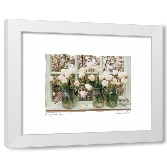 Maureen Love 14x12 White Modern Wood Framed Wall Art Titled - Reaching for the Sun